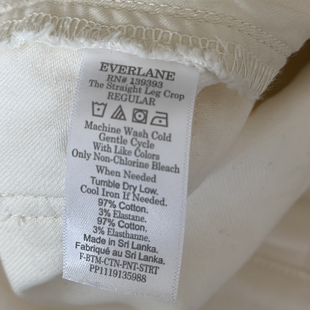 EVERLANE The Straight-Leg Crop Sz 12 Regular in Bone Cream Stretch cropped. - Picture 9 of 15